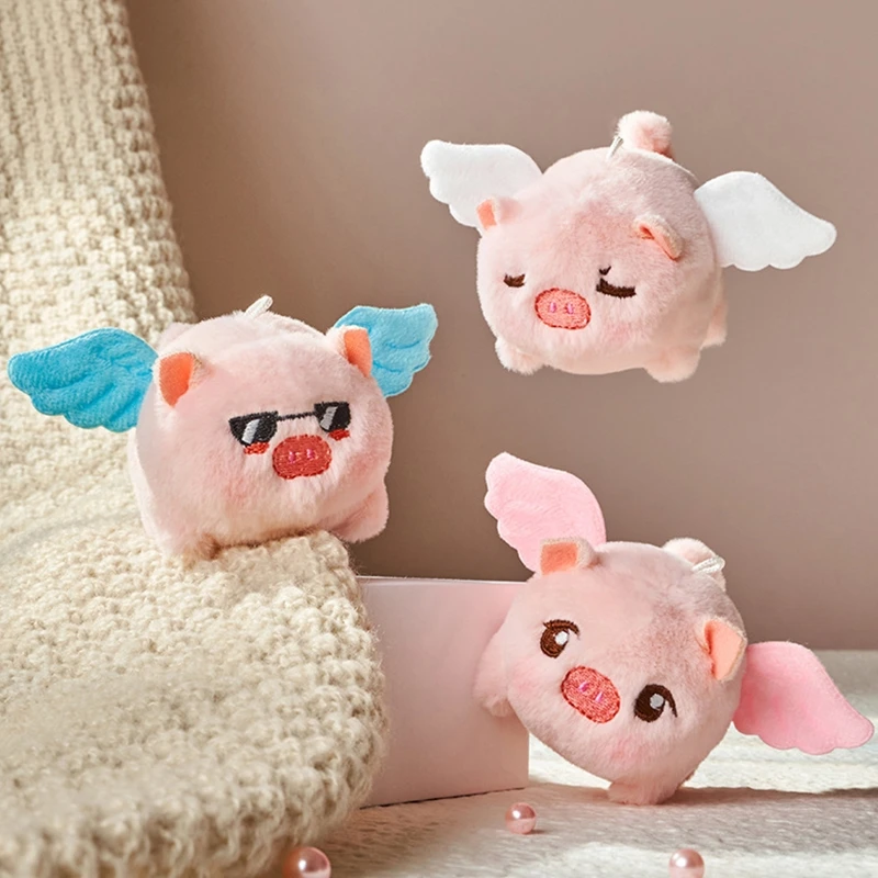 

2022 Trendy Toys Flying Pig Pulling Rope Shaking Tail Angel Wings Plush Doll Toy Kids Birthday Gifts Kawaii Plush Toys For Kids