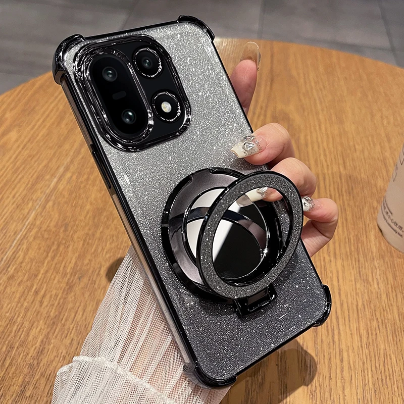 Shockproof Glitter Silicone Holder Case with Ring Stand