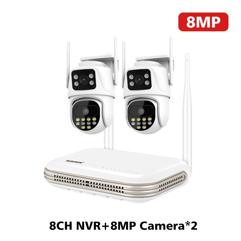 Sistema de seguridad CCTV inalámbrico, Kit de videovigilancia con Audio bidireccional, lente Dual impermeable, PTZ, WIFI, IP, 8 canales, NVR, H.265, 8MP