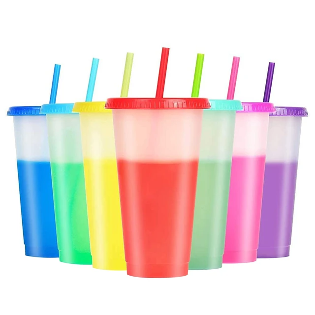 16 Pieces Reusable Cups with Lids and Straws 24 oz Glitter Iced Coffee  Tumbler Plastic Travel Mug Cup for Smoothie Juices Partie - AliExpress