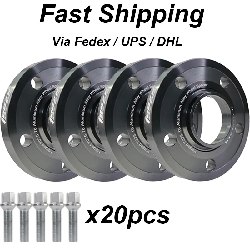 

TEEZE 4pcs 5x112 66.6 Hub Centric Black T6-7075 Wheel Spacer With Extended Wheel Bolts For Mercedes Benz 15/20mm