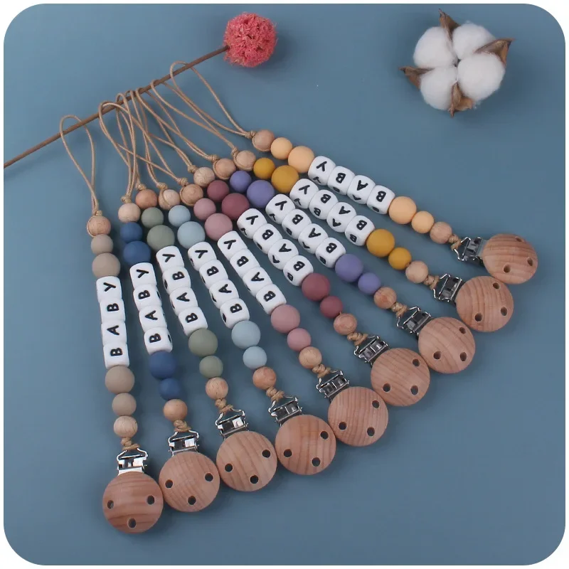 Baby Pacifier Clips Silicone Beads Infant Nipple Soother Chain Clips Dummy Holder Nipple Clip Anti-drop Chain Teething Toys