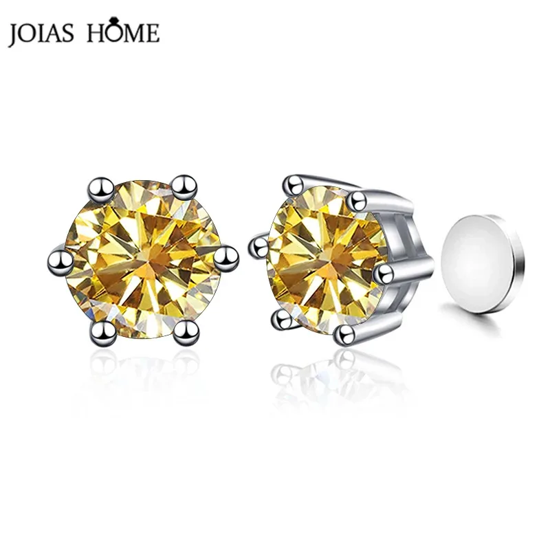 

JoiasHome 1 Carat Moissanite Magnet Stud Earrings For Female 925 Sterling Silver Vintage Round Shape Party Engagement Earrings