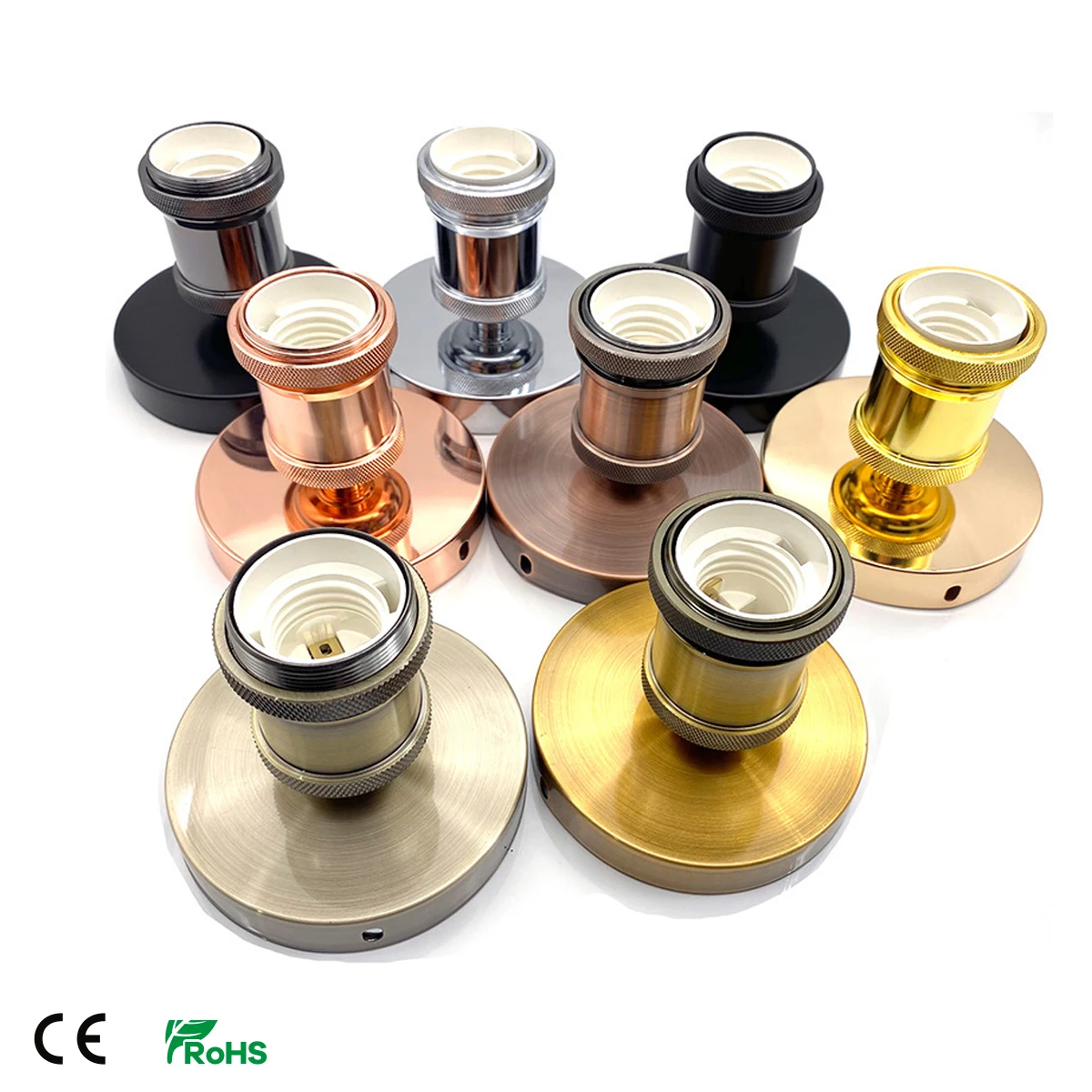 6 COLORS Polished Metal Lamp Bases Electroplating Vintage Retro E26 E27 Lamp Holder Light Socket Lamp Bulb Socket palacio stelia light grey polished керамогранит 60x120 см