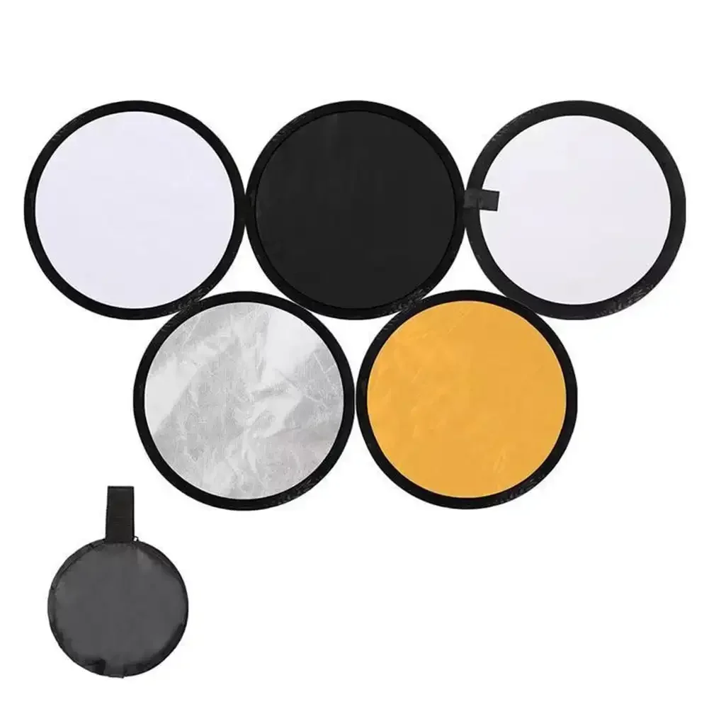 Portable Collapsible Round Photography Reflector Photo Studio Outdoor Light Diffuser Multi-Disc with Carry Bag 40 80 120cm Photography reflector, macro photography diffuser