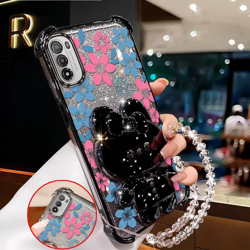 Elegant Floral Phone Case Set with Lanyard & Stand - 3 Piece Cover Collection