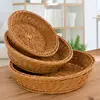 Rattan Woven Tray Convenience Store Handmade Round Basket Food Craft Rattan Tray for Food Fruit Storage Breadbasket Organizer 2