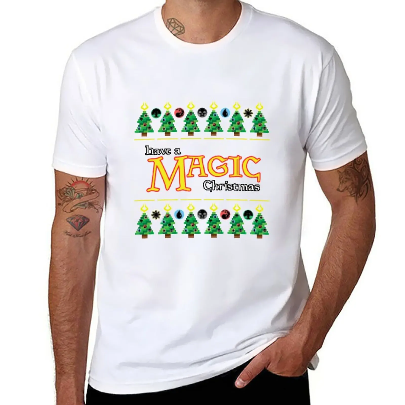 

New Have a Magic Christmas T-Shirt boys animal print shirt plus size tops Men's cotton t-shirt