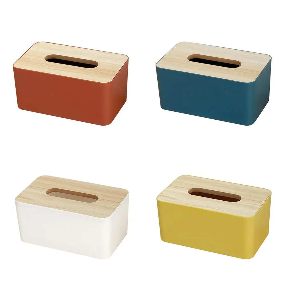 Description Picture 3 of itemPortable Wooden Tissue Box Cover Removable Desktop Tissue Holder Home Office Bathroom Paper Storage Case Table Decoration