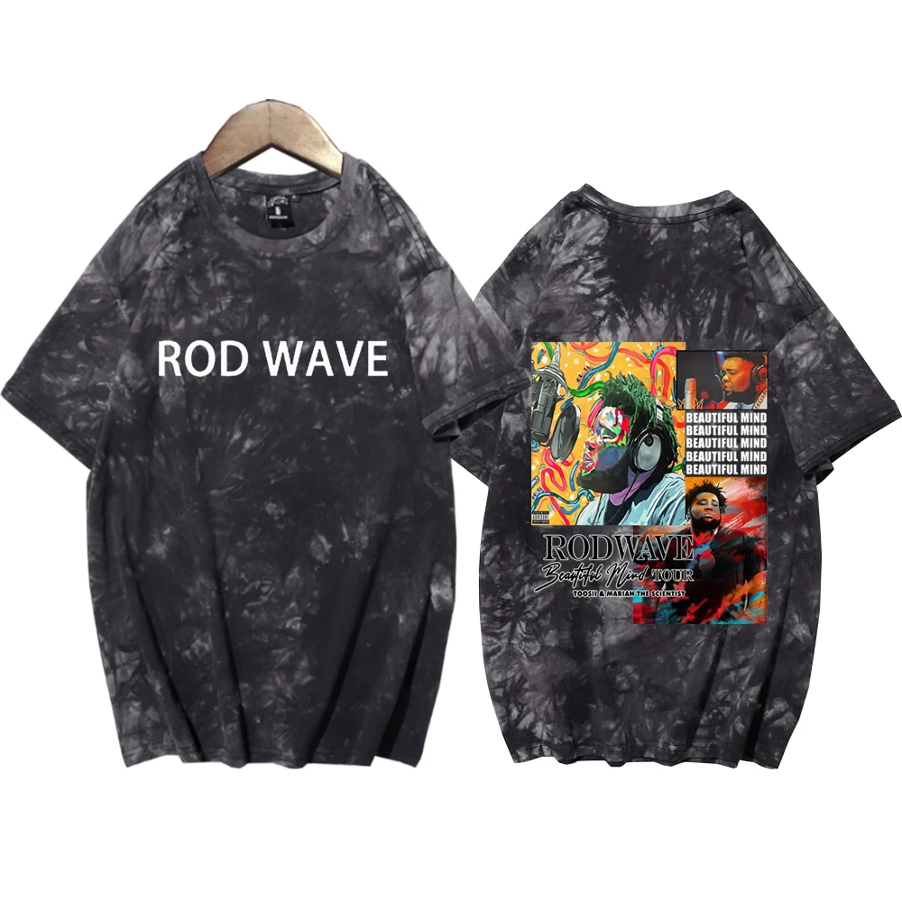 

Rod Wave Tie Dye Shirts Nostalgia Rap Music Round Neck Short Sleeve Tee