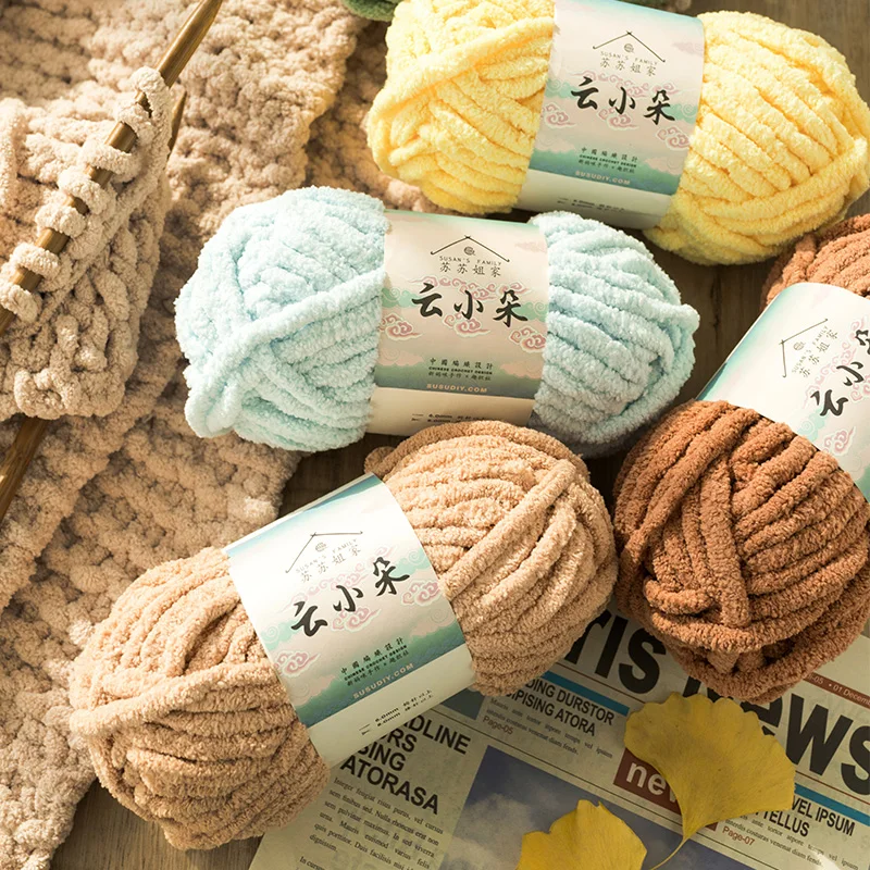 

100g Chenille Ice Bar Thread Hook Needle 6.00mm Above Thick Woolen Handwoven DIY Doll Material Bag Scarf Hook Slippers Blanket