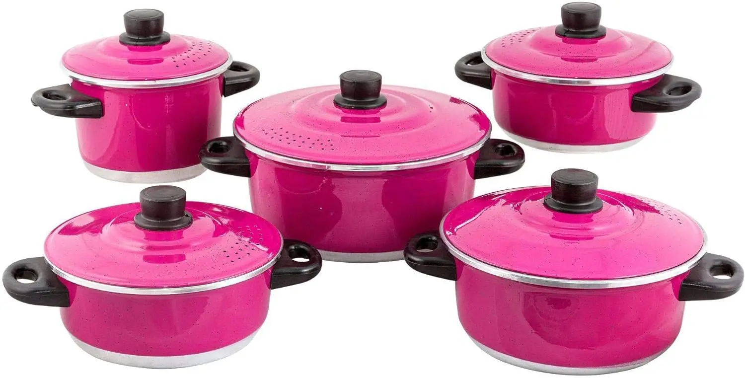 Jogo De Panela 5 Peças Rosa Pink