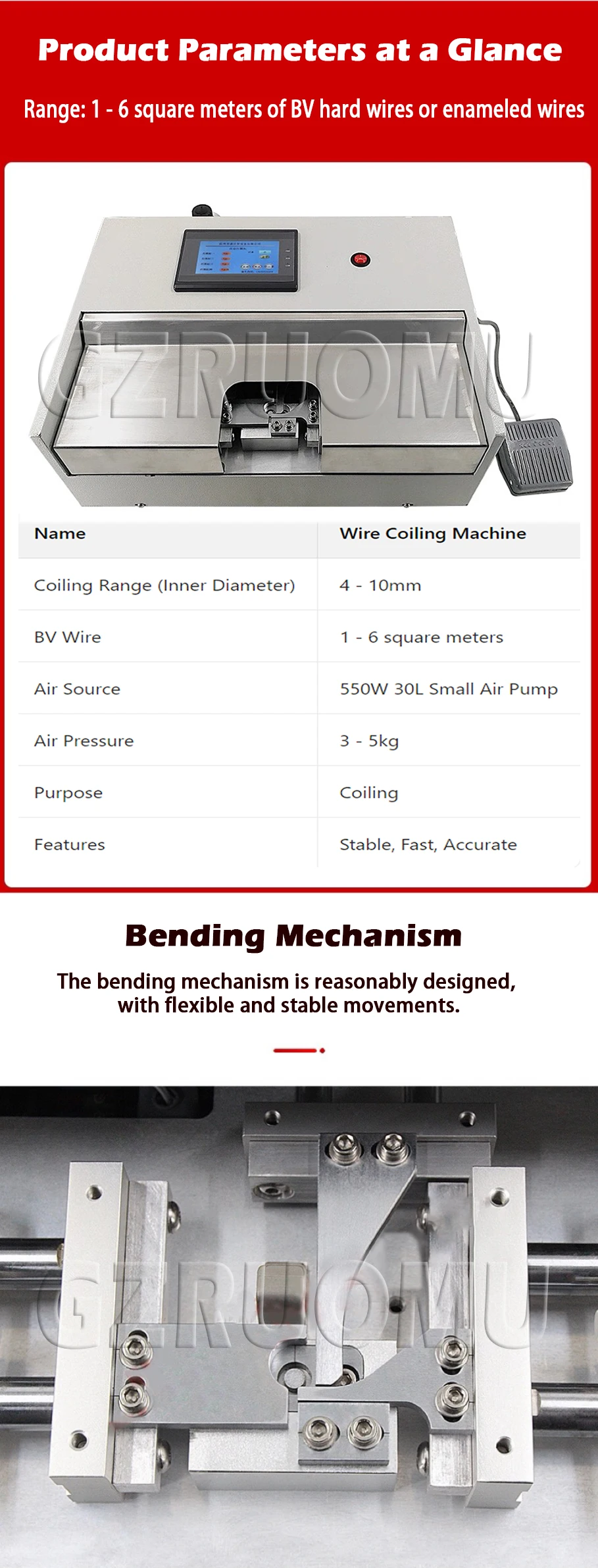 Automatic Pneumatic Metal Wire Bending Machine U-shaped Semi-circular Arc Loop M