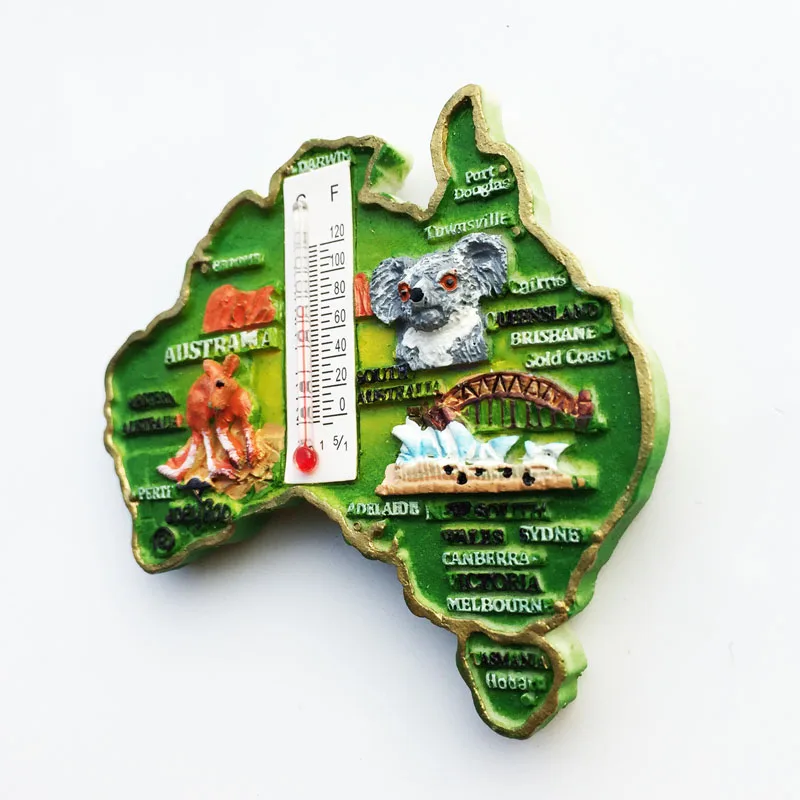 호주 컬러 랜드마크 지도 냉장고 자석 장식 메시지 스티커, 절묘한 공예품, 관광 기념품