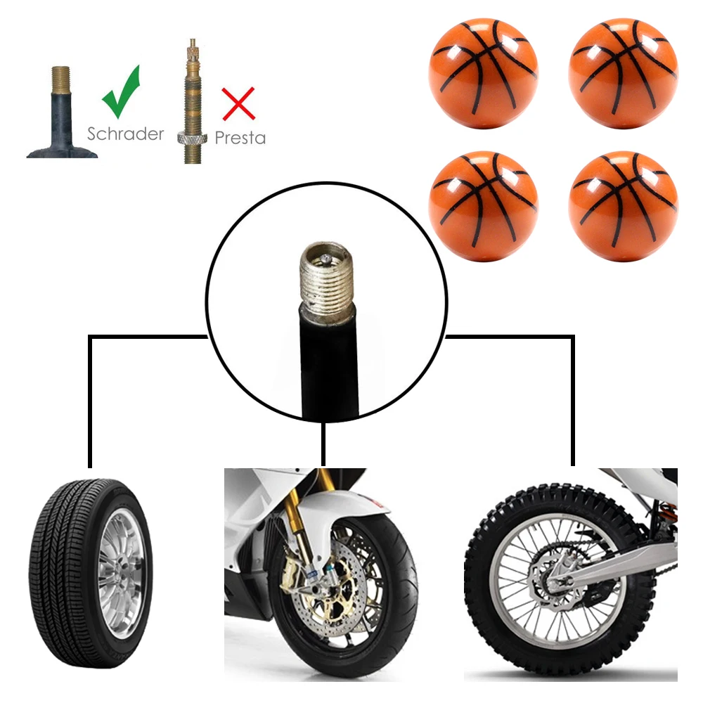 4 Pack Universal Sport Logo Tire Valve Dust Caps – Durable, Dustproof, Easy Install, Fits Any Car