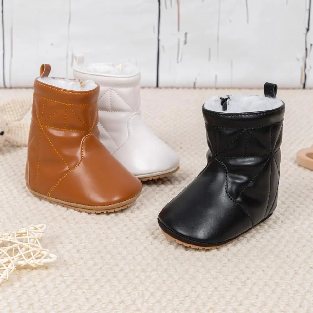 Meckior Newborn baby boots plush winter thick bottom warm socks boots soft bottom comfortable anti-slip toddler snow