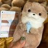 Cute Otters Holding Fish Plush Doll Keyrings Lightweight Hanging Pendant Props For School Bag Key Wallet Doll Toy Gifts 11cm 1