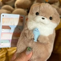 Cute Otters Holding Fish Plush Doll Keyrings Lightweight Hanging Pendant Props For School Bag Key Wallet Doll Toy Gifts 11cm 1