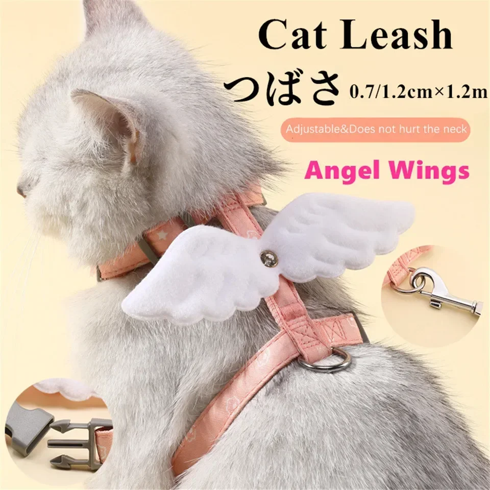 

Sweet Angel Wing Cat Harness 120cm Leash Outdoor Cat Dog Harness and Leash Set Water Proof Vest Chest Strap Kitten Accessories