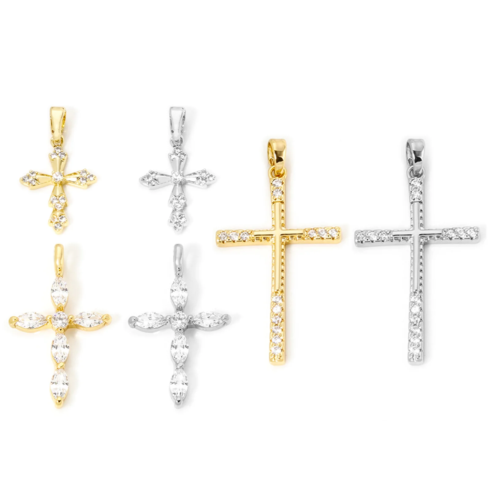 2 stücke Religiöse Messing Charms Mehrfarbige Kreuz Klare Zirkonia Anhänger DIY Halskette Ohrringe Für Frauen Männer Schmuck Erkenntnisse