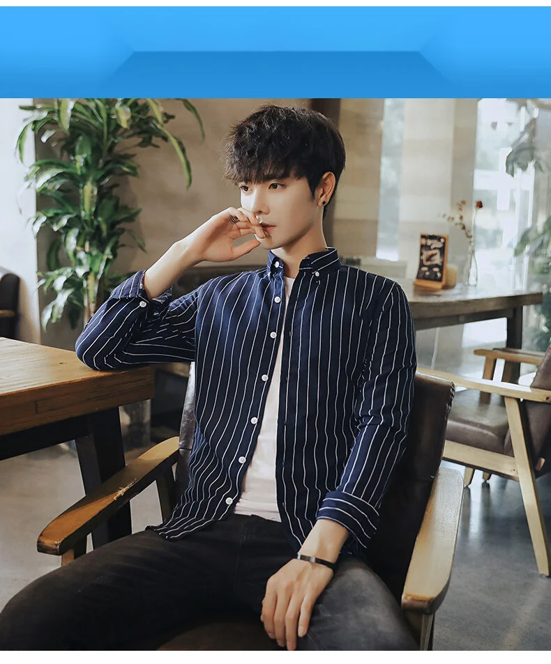 Jauna krekla ar garām piedurknēm korejiešu versija ar augstākās klases drapējumu, moderns zīmola krekls, daudzpusīgs tops, ikdienas mētelis, vīriešu apģērbs_voghion.com