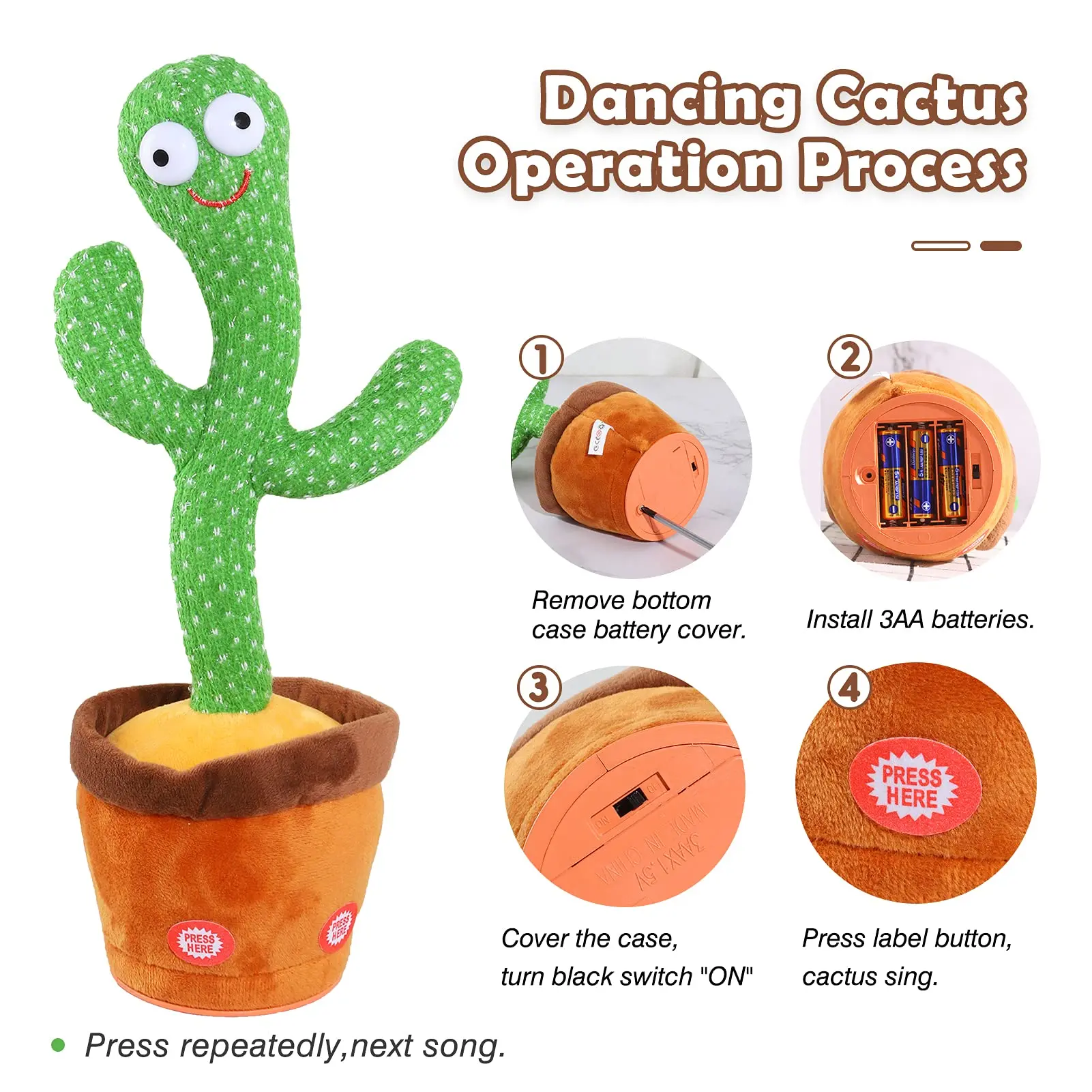 Plush Toy Kids Dancing Talking Cactus