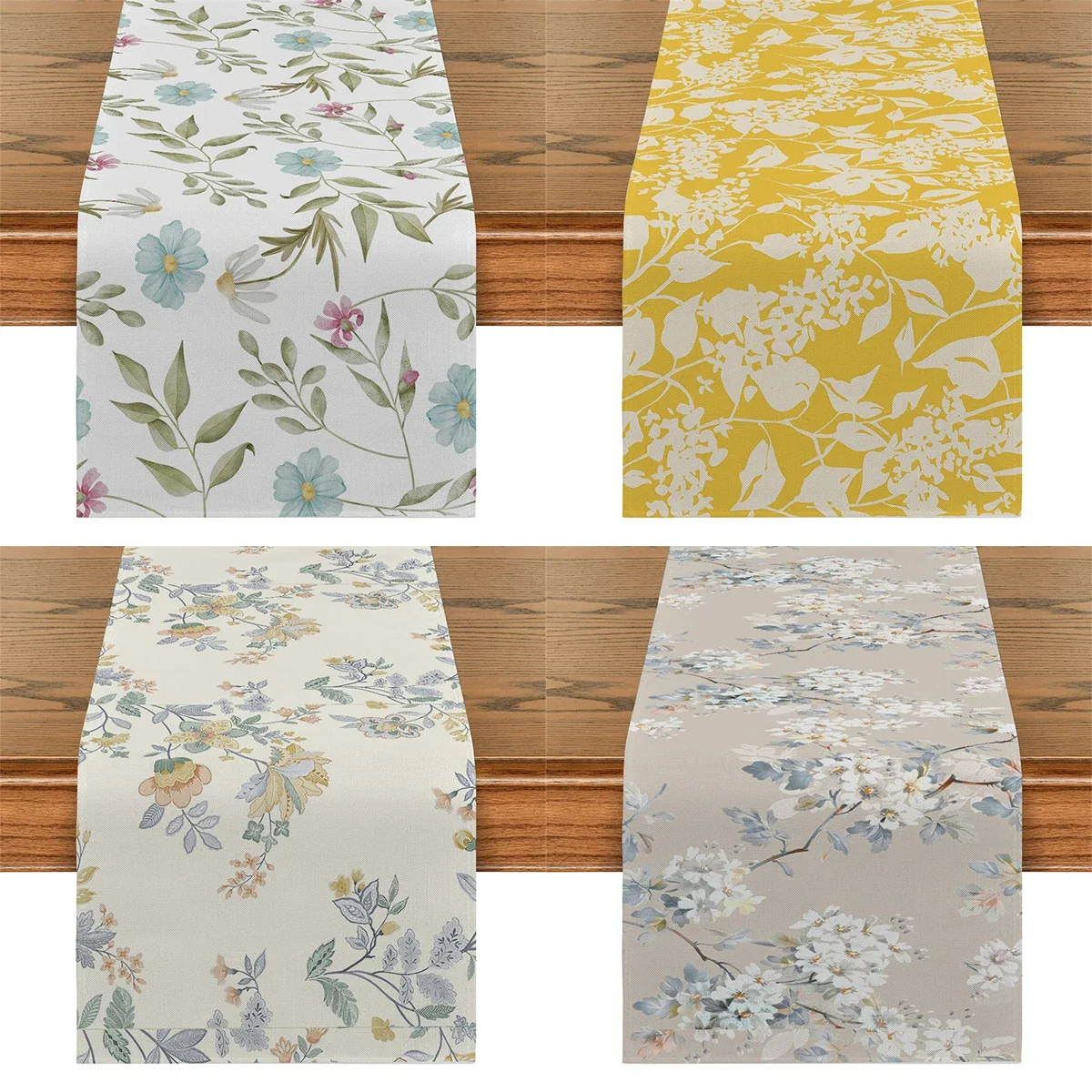 

Chinese Style Flower Table Flag Elegant Yellow Leaf Plant Table Runner Home Kitchen Living Room Holiday Party Tables Decoration