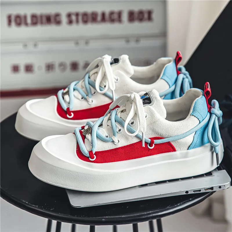 

PARZIVAL Original Men's Casual Sneakers Lace-up Design Canvas Shoes Wear-resistant Walking Vulcanized Shoes Zapatillas Hombre