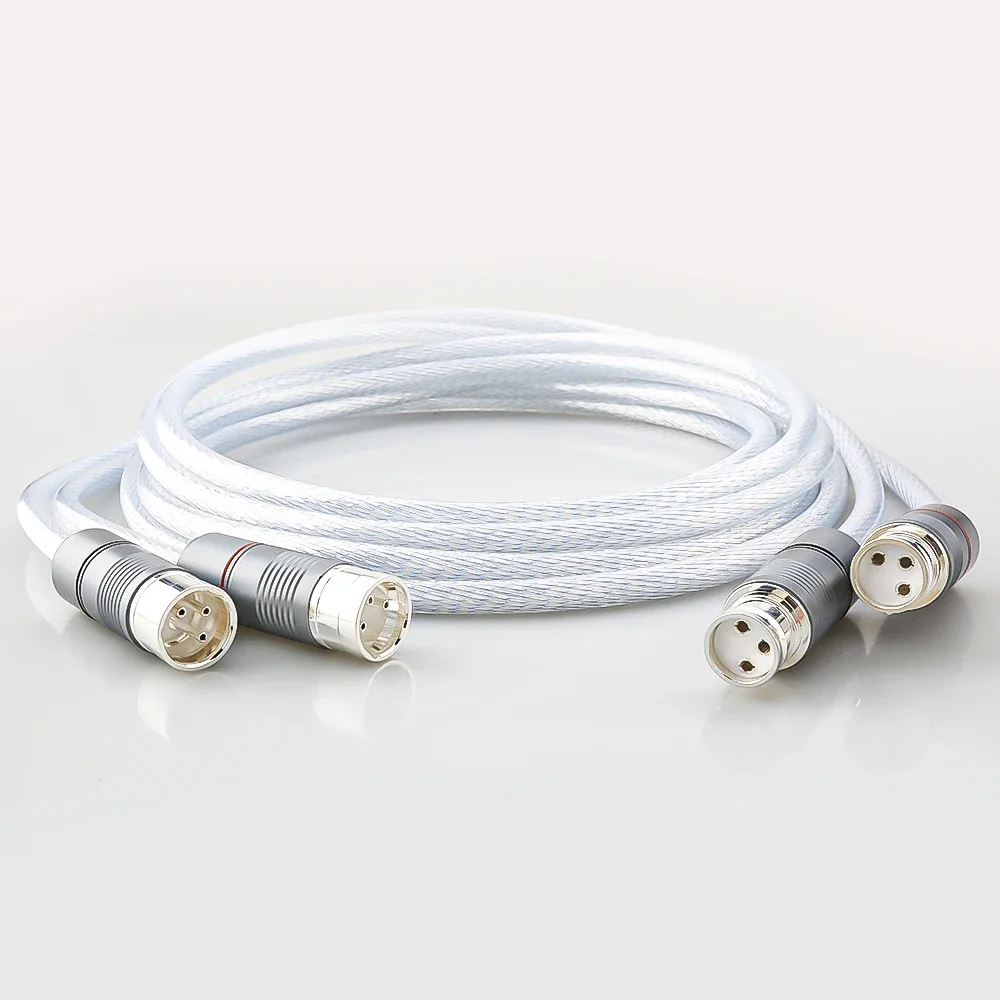 

Pair HIFI xlr cable high purity 11Cores 4N Pure Silver plated cable xlr plug Male to female for microphone mixer OD:8.5MM