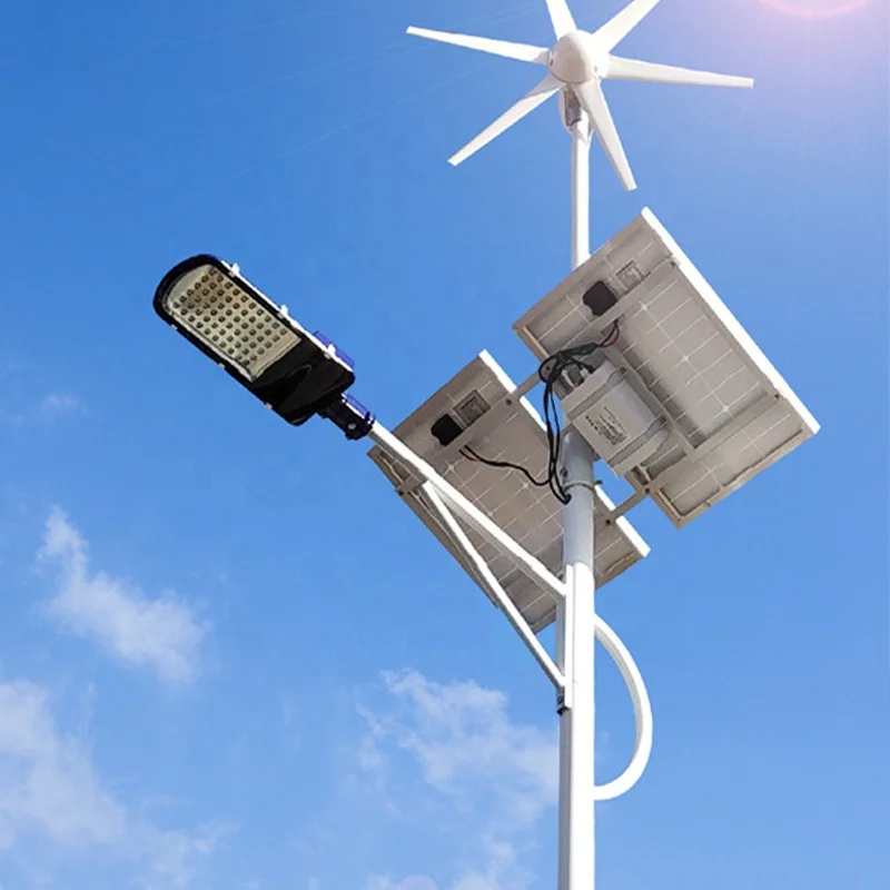 

LED solar street lamp 60W solar wind double powered system durable waterproof road light for countryside driveway rural area