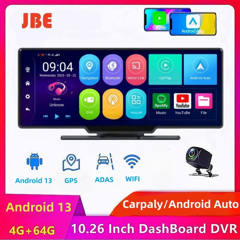 

Android 13 10.26 Inch 4G+64G WIFI Car Rearview Mirror Stream Media GPS Navi Dash Cam Dual 1080P Camera Car Dvr ADAS Super Nigh