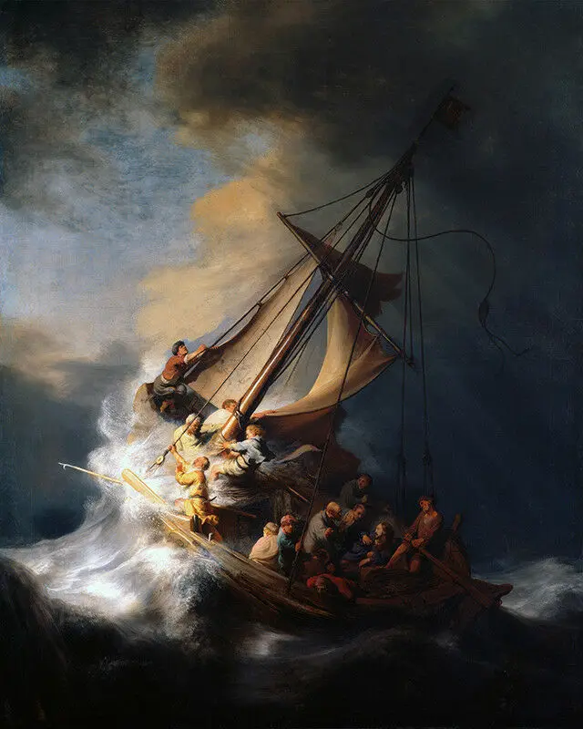 

Rembrandt: The Storm on the Sea of Galilee oil paintings canvas art Prints Wall Art For Living Room Bedroom Decor