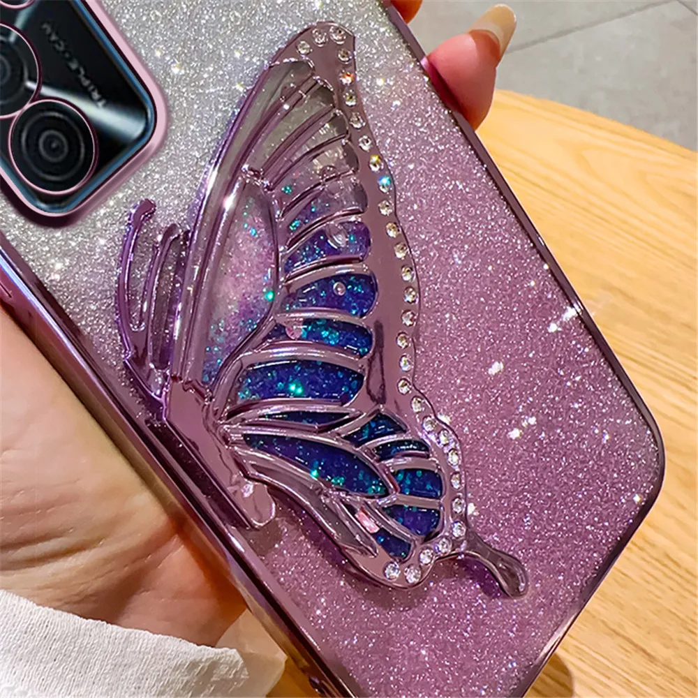 Glitter Butterfly Quicksand Plating Phone Case Cover