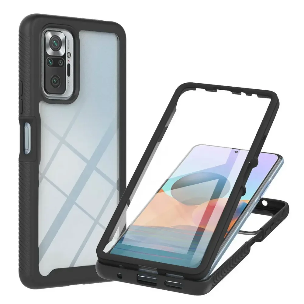 Filme de cristal para Redmi Note, Bumper Armor 360 Protect, Capa de telefone, Xiaomi Redmi Note 10 S, 13 Pro, 12C, 11, 12, 5G