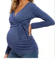 Maternity Wear T-shirt Shirt Maternity Wear Spring and Autumn Tops Breastfeeding V-neck Sexy Tops Pregnant Women Breastfeeding 1