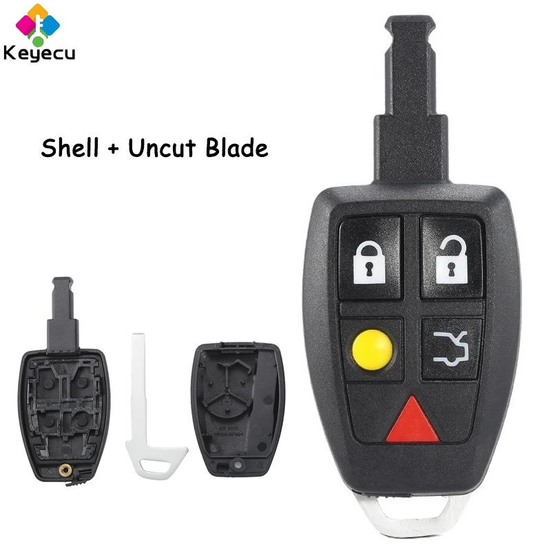 

KEYECU Replacement Smart Remote Control Car Key Shell Case Housing With 5 Buttons Fob for Volvo S40 C70 XC90 V70 S60 V50 C30