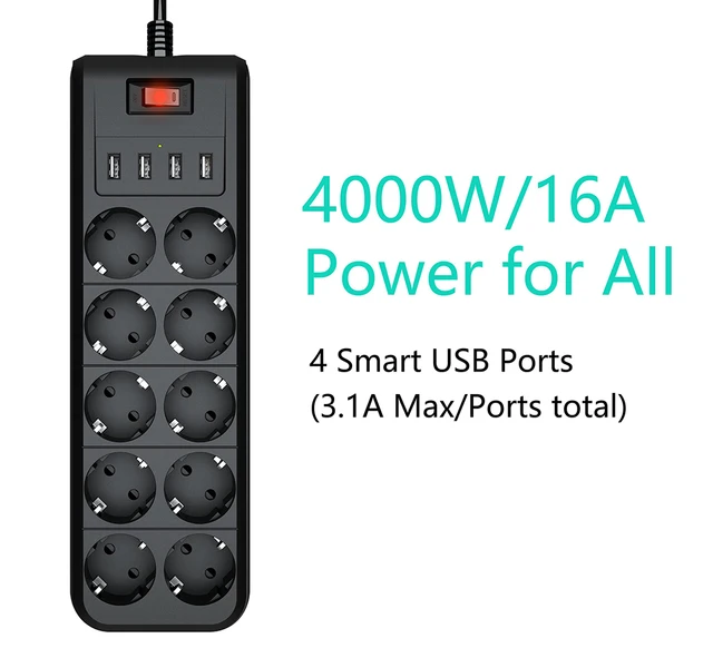 4000W High-Capacity Multipurpose Power Strip