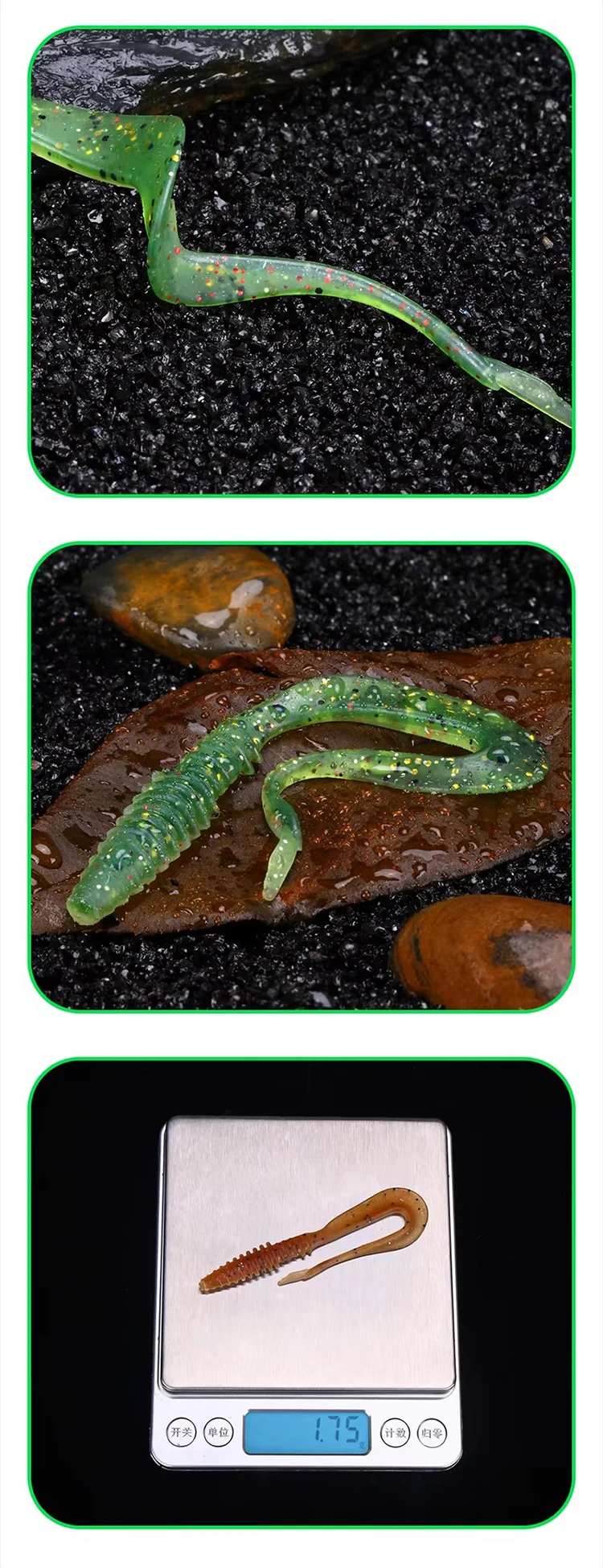 WEIHE (5 Stück) 1,8g 8cm 5 Farben Künstlicher Weicher Angelköder Weicher TPR-Wurmköder mit längerem Schwanz Glitzer im Inneren Schwimmender Köder – Detail 6