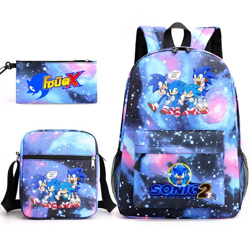 thumbnail image 1 of Mochilas Sonic The Hedgehog, 3 piezas/set, mochilas escolares de gran capacidad para adolescentes, bolso de hombro, estuche para lápices, mochila Kawaii para niños, 1 of 4
