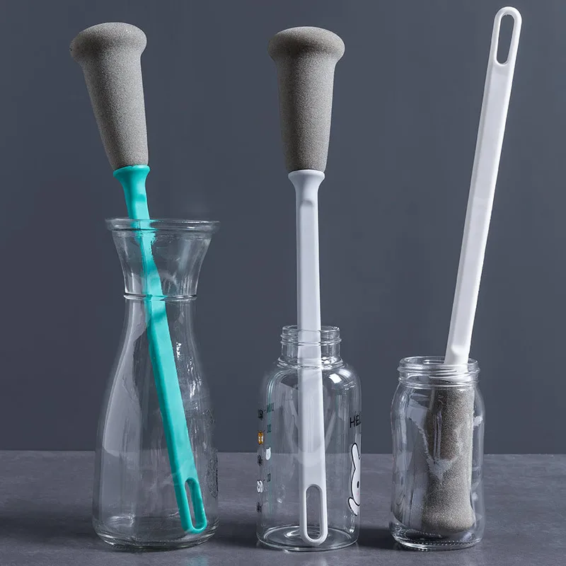 Long Handle Sponge Cup Brush Milk Bottle Wineglass Cups Clean Brush Tea Cup Thermos Bottle Brush Sponge Brush Cleaning Tool