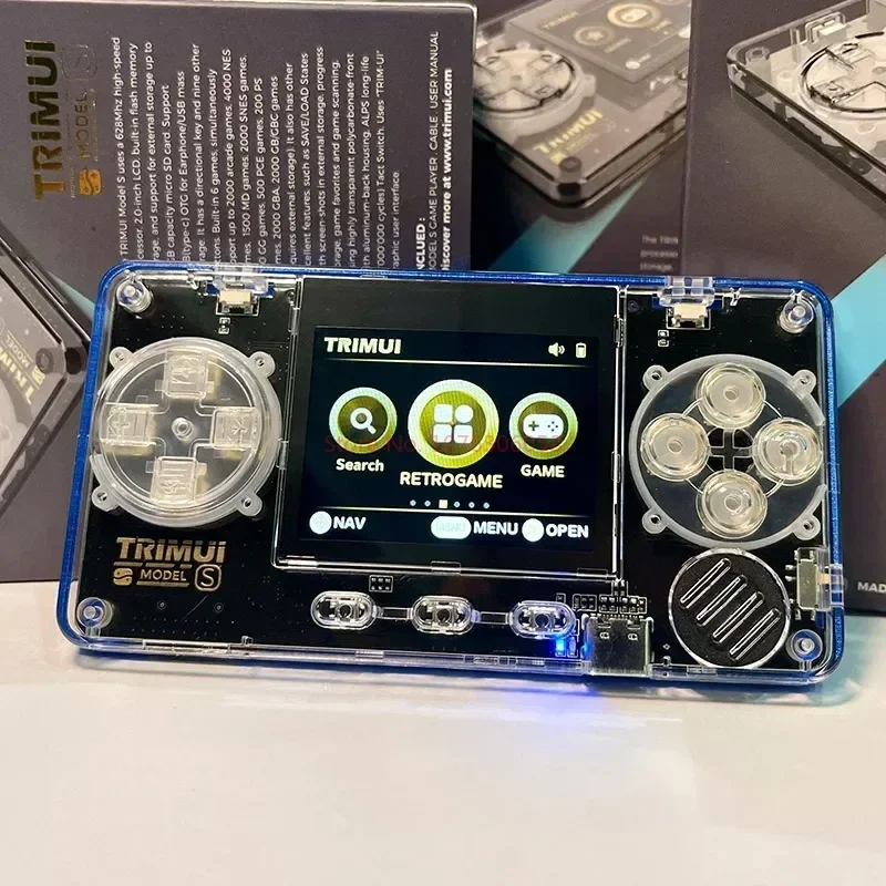 Trimui Model S Handheld Game Machine 2 Inch Ips Scherm Mini Extreem Compacte Nostalgische Handheld Kaart Machine Transparant Lichaam