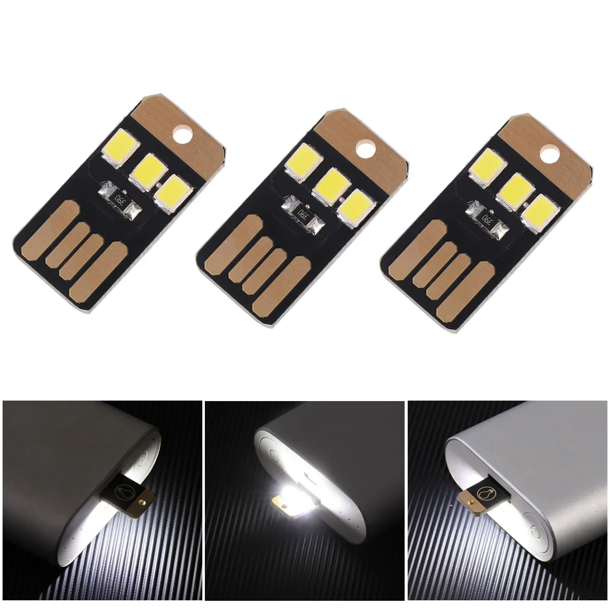 5Pcs 미니 사이즈 LED 라이트 USB 전원 초박형 휴대용 키 체인 램프 노트북 키보드 야간 독서 캠핑 비상 조명