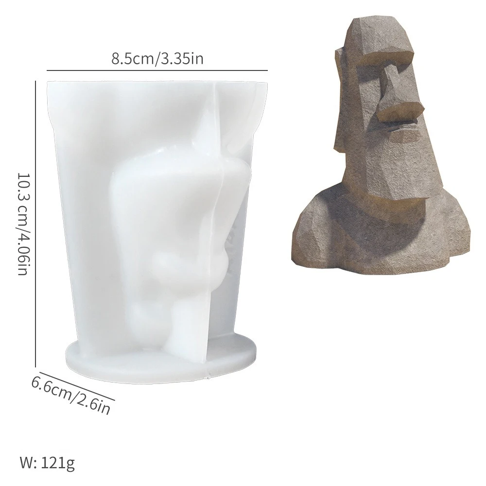 10.3*8.5*6.6cm Moai Guardian Silicone Mold Giant Stone Statue Candle Mold DIY Art Home Decoration Gypsum
