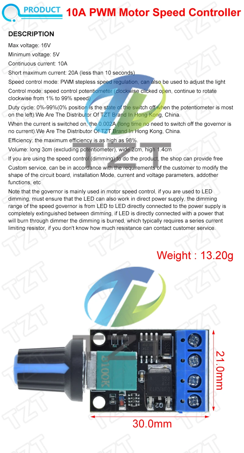 1/5 Stück 5V 12V 10A Spannungsregler PWM DC-Motorgeschwindigkeitsregler Stufenloser Drehzahlregler LED-Dimmer Leistungsregler – Detail 1