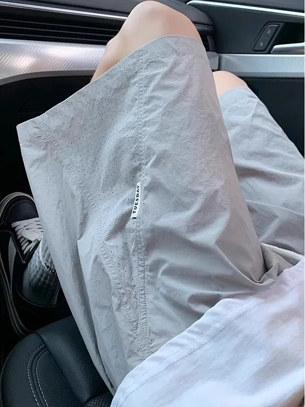 Ice Silk Sports orts Women Summer Thin Outdoor Wear 2025 New Large Size Breathable Casual Running Five-Quarter Mid-Pants Qu...