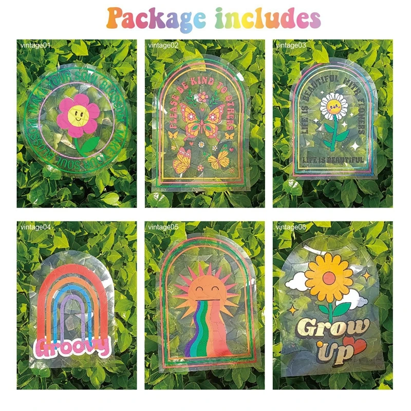 6Pcs/set Suncatcher Window Stickers PVC Glass Sticker Rainbow Sun Catcher Maker Wall Decal Art Home Bedroom Kids Room Decoration