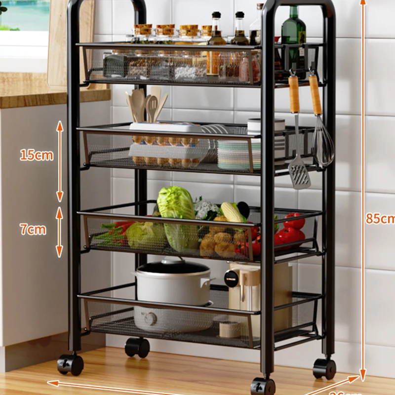 Storage Rack Utility Cart Rolling Shelves Serving Cart Multi Use Functional Collapsible Carro De Servicio Restaurant Furiture