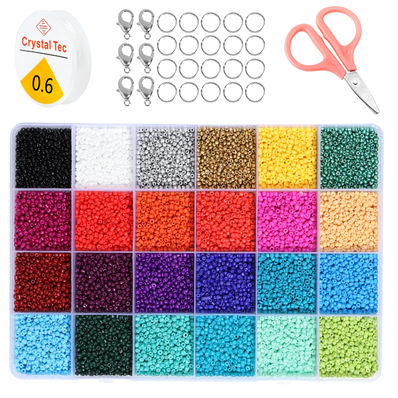 1 Box Glass Seed Beads Kit Pure Rice Beads Set For Jewelry Making Kits Letter Bead Crafts DIY Bracelet Necklace Earring