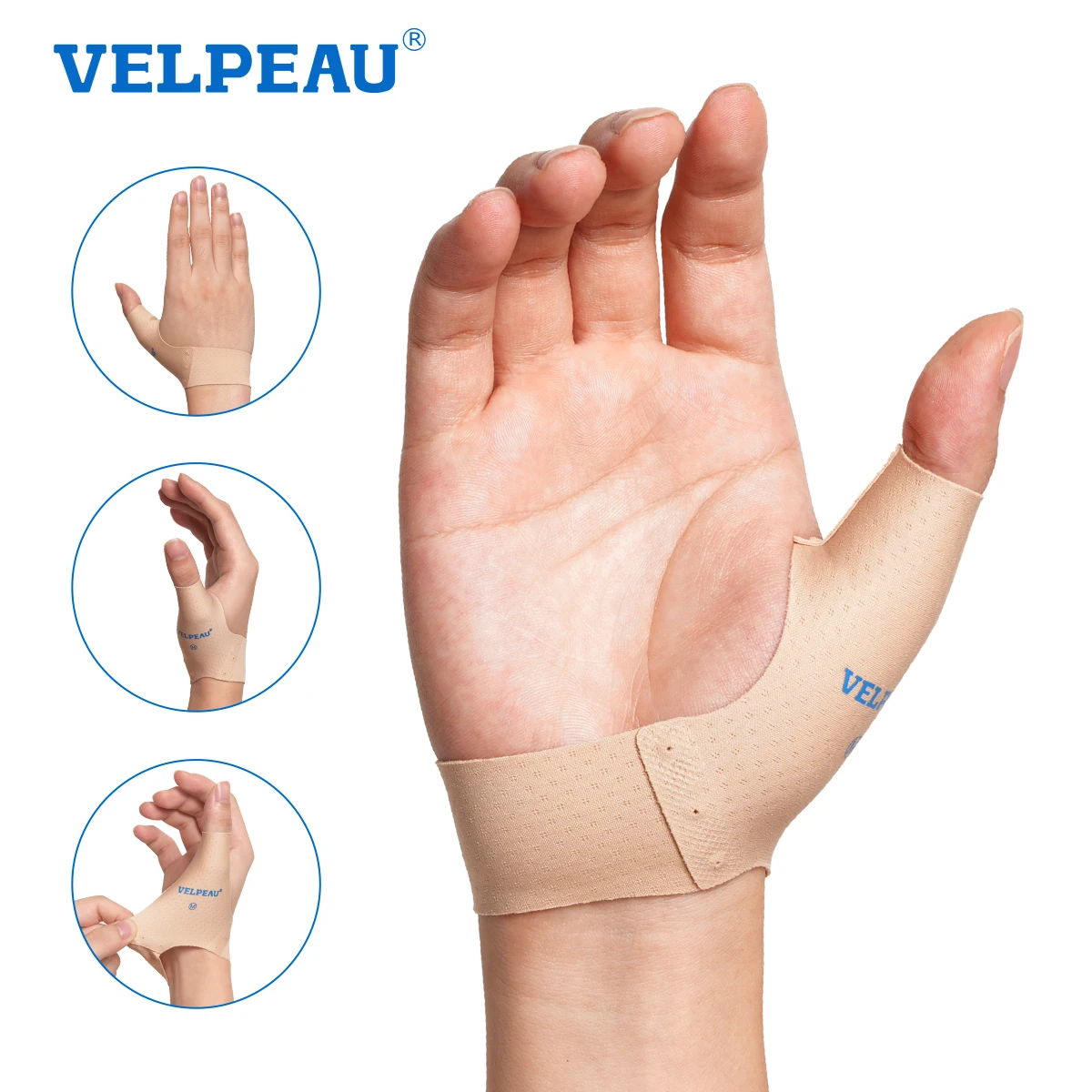 VELPEAU Elastic Thumb Support Brace for Tenosynovitis Pain Isolate Skin Splint Liner Thumb Cover Left and Right Hands Finger Guard