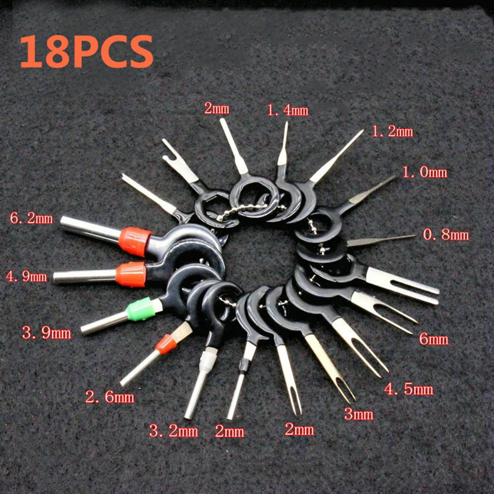 Terminal Removal Kit Car Terminal Extractor Terminal Removal Tool Car Terminal Puller Electrical Connector Pin Removal Kit 8/11/18pcs Car Plug Terminal Removal Tool Pin Retractor Pick Needle Harness Pick Needle Retractor Car Plug Repair Tool